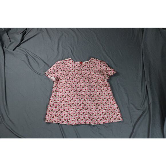 Tory Burch Top Womens Sz 4 Multi Dove Lotus Floral Print Silk Gazar Lined Zip - Picture 1 of 10